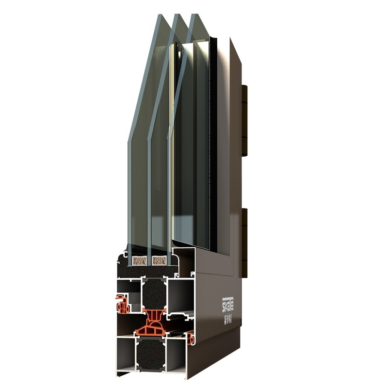 Vitres trempées Aluminium Champagne Couleur Aluminium Casement Fenêtres avec écran pliable