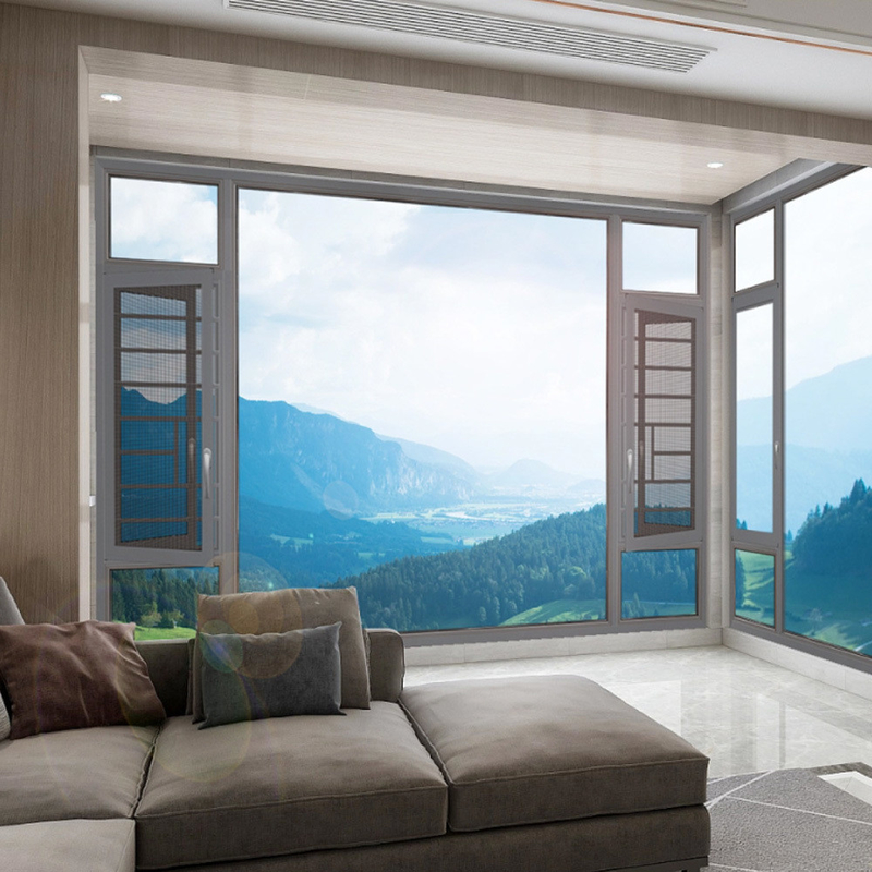 Les fenêtres et les portes en aluminium de la maison moderne Villa avec coefficient d'isolation thermique ≤2.1