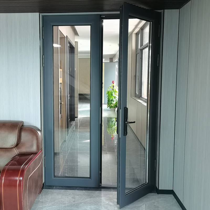 Porte de verre en aluminium en coffrage français pour une usine de production avancée
