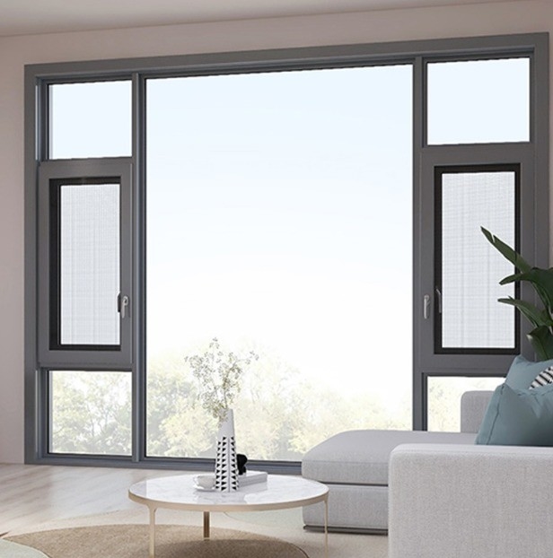 Chambre à coucher fenêtres en aluminium avec moustiquaires type rideau suspendu de revendeur de fenêtre