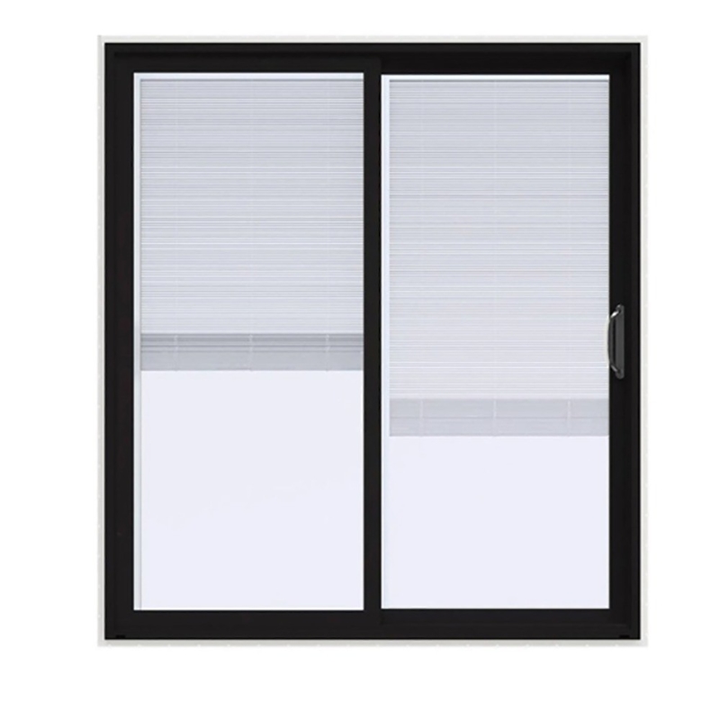 Porte coulissante double en verre en aluminium à cadre étroit avec méthode d'ouverture par traction en roulement