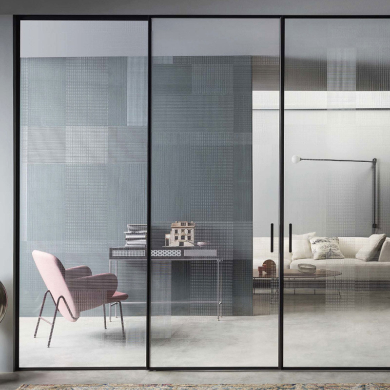 Porte coulissante en aluminium à cadre ultra étroit avec coefficient d'isolation thermique K ≤ 2.1