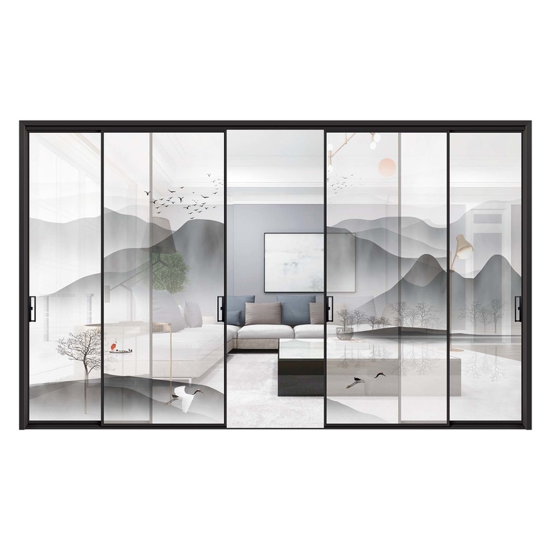 Porte coulissante en aluminium à cadre ultra étroit avec coefficient d'isolation thermique K ≤ 2.1