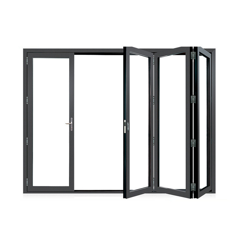 Portes en aluminium à double pliage avec une épaisseur de paroi de 1,4 mm et méthode d'ouverture par traction en roulement