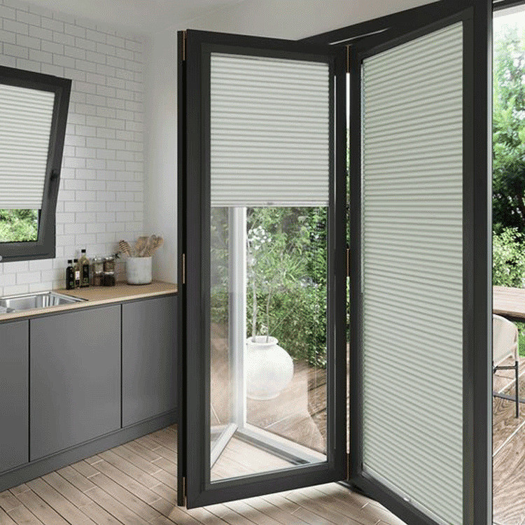 Portes en aluminium à double pliage avec une épaisseur de paroi de 1,4 mm et méthode d'ouverture par traction en roulement