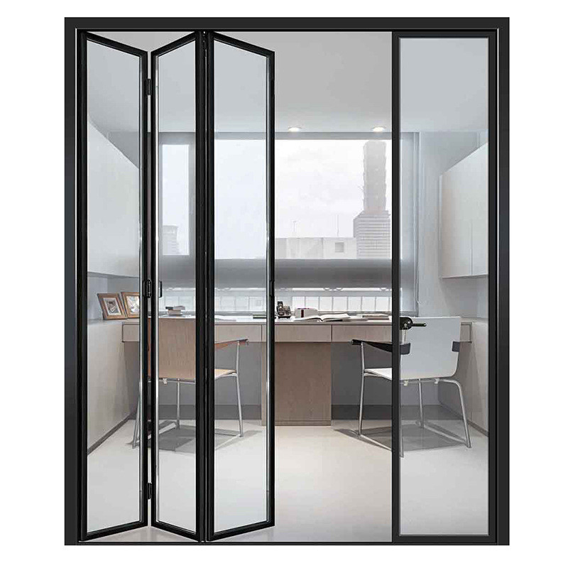 Portes en aluminium à double pliage avec une épaisseur de paroi de 1,4 mm et méthode d'ouverture par traction en roulement