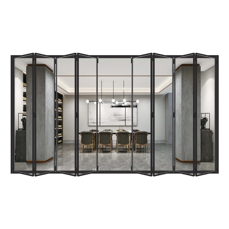Portes en aluminium à double pliage avec une épaisseur de paroi de 1,4 mm et méthode d'ouverture par traction en roulement