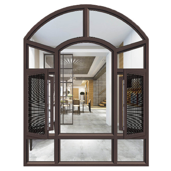 Conception personnalisée Rideau à louve type fenêtre en aluminium français avec porte et fenêtre en arc
