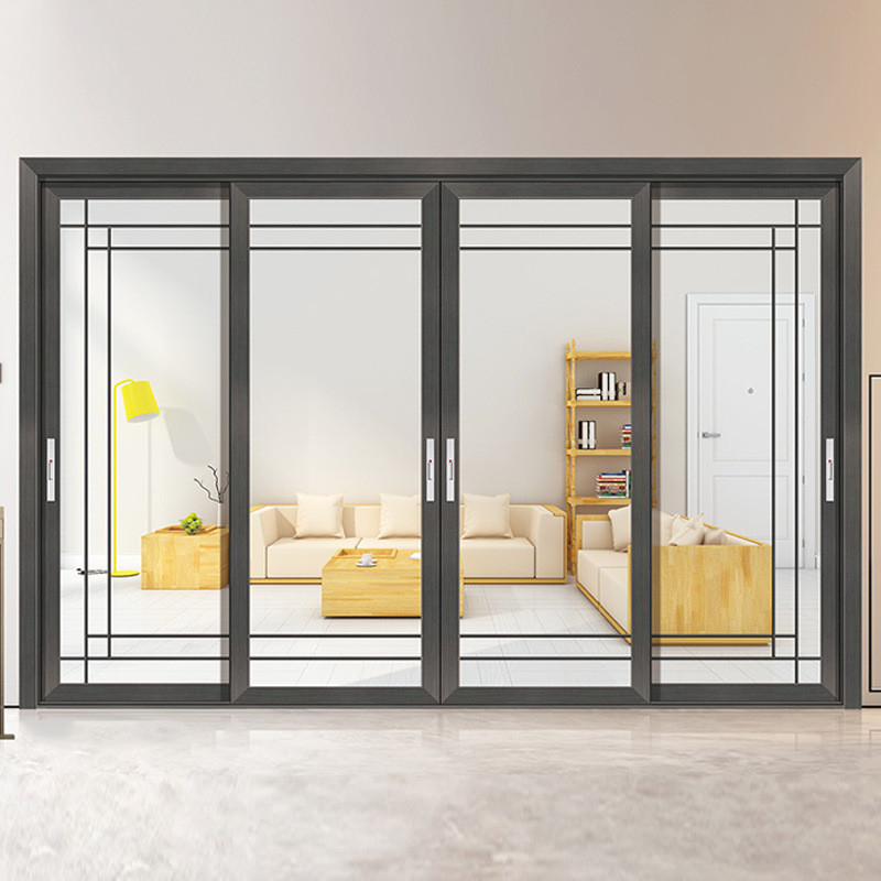 Porte coulissante en verre en aluminium à 10 couches d'étanchéité personnalisable avec une largeur de cadre de fenêtre de 70 mm
