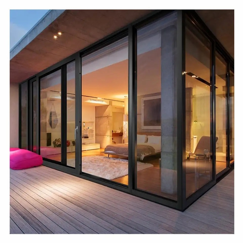 Élevateur à double vitrage en aluminium à haute efficacité énergétique et portes coulissantes à 10 couches d'étanchéité