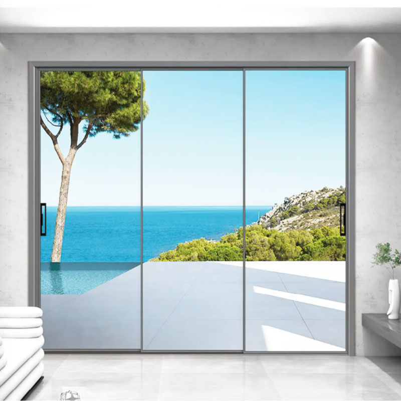 Des portes coulissantes en aluminium de design moderne avec une épaisseur de paroi de 1,4 mm et un double verre