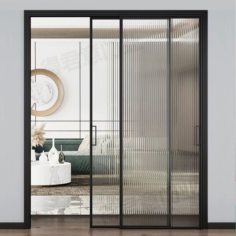 Des portes coulissantes en aluminium de design moderne avec une épaisseur de paroi de 1,4 mm et un double verre