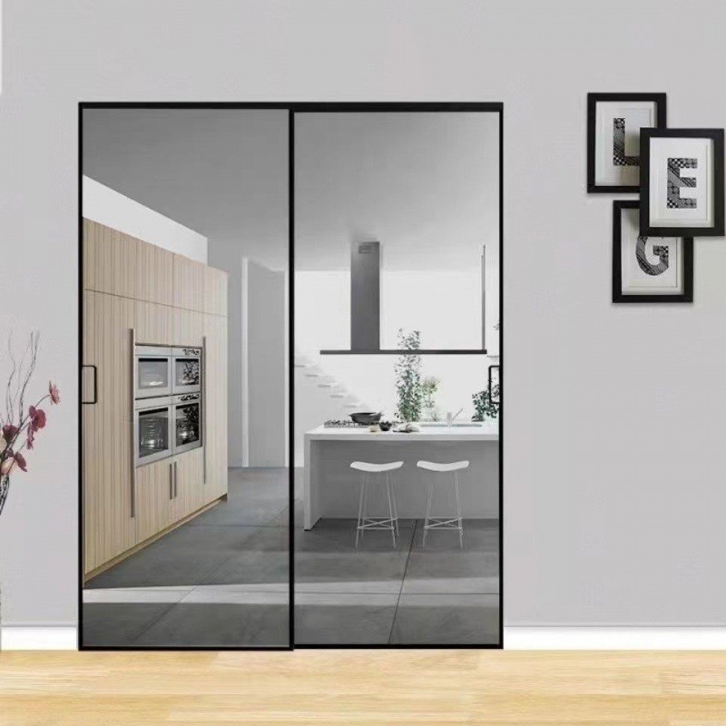 Design minimaliste porte d'ascenseur et porte coulissante en aluminium imperméable pour le marché nord-américain