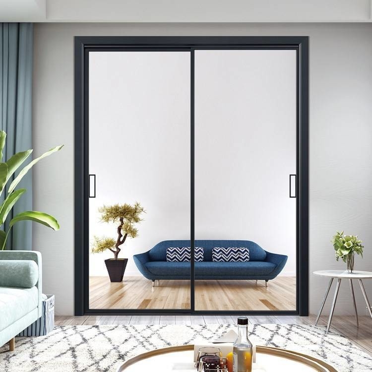Design minimaliste porte d'ascenseur et porte coulissante en aluminium imperméable pour le marché nord-américain