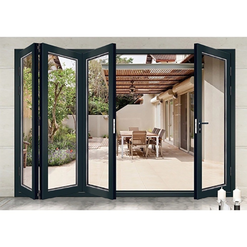 Des portes pliantes en aluminium à double verre pour un patio pliant à deux portes