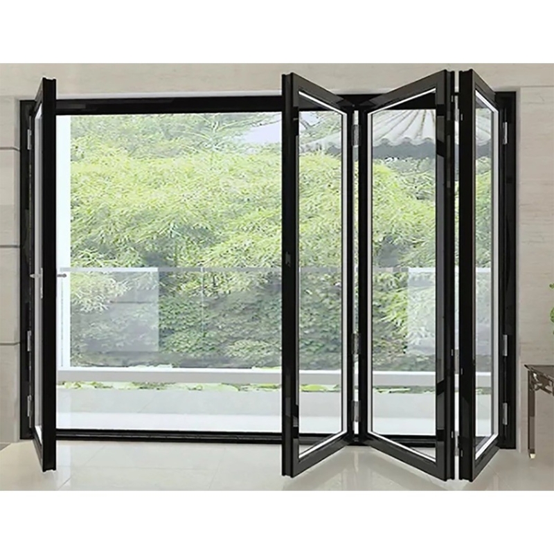 Des portes pliantes en aluminium à double verre pour un patio pliant à deux portes