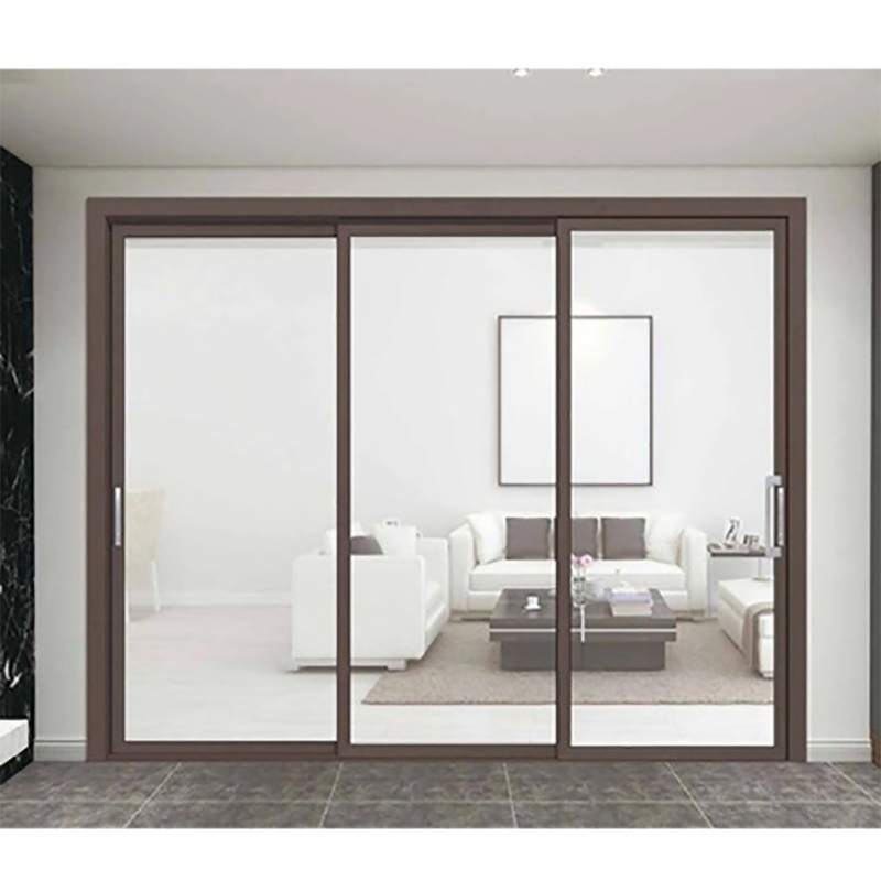 Porte coulissante en aluminium extérieure avec vue en verre et largeur de cadre de fenêtre de 70 mm
