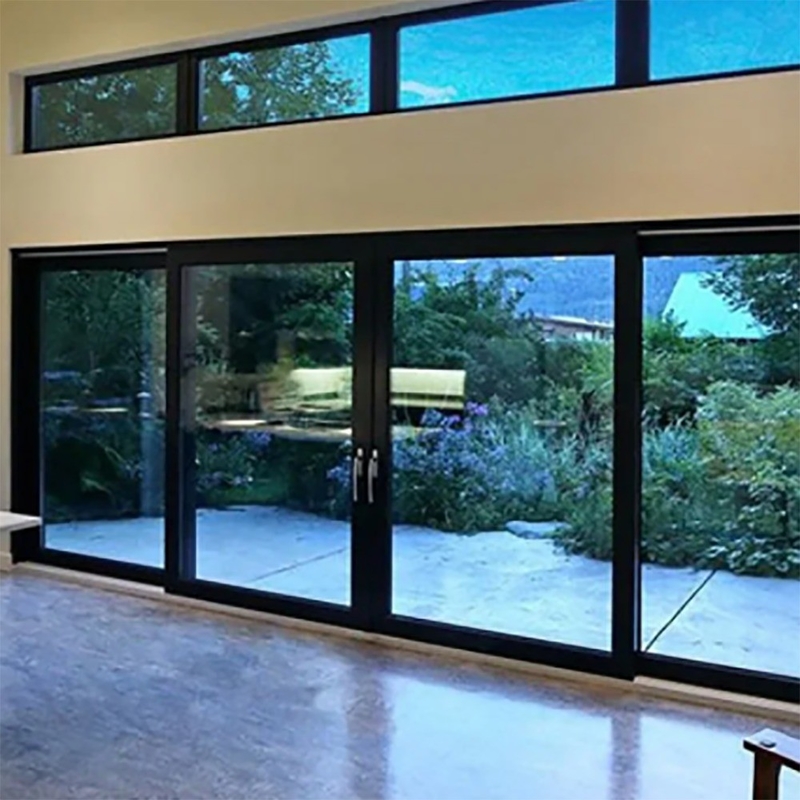 Porte coulissante en aluminium extérieure avec vue en verre et largeur de cadre de fenêtre de 70 mm