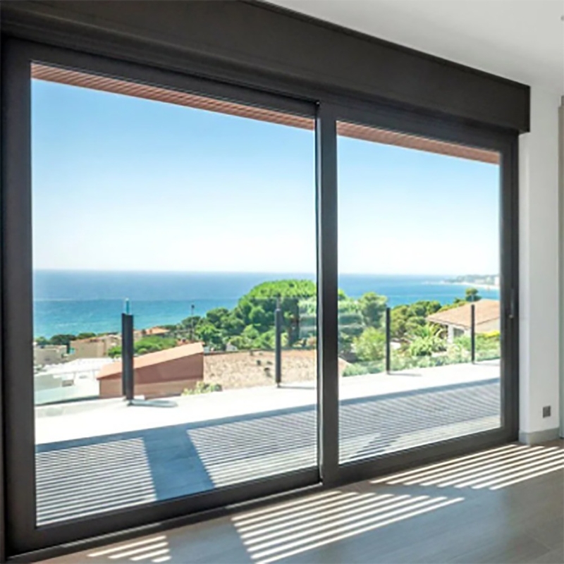 Porte coulissante en aluminium extérieure avec vue en verre et largeur de cadre de fenêtre de 70 mm