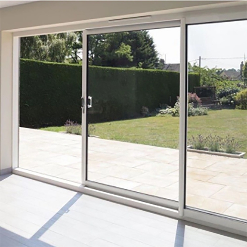 Porte coulissante en aluminium extérieure avec vue en verre et largeur de cadre de fenêtre de 70 mm