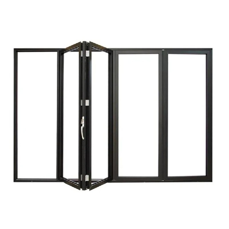 Portes résidentielles bi-pliantes cadre en aluminium avec option de verre triplex et largeur de 70 mm