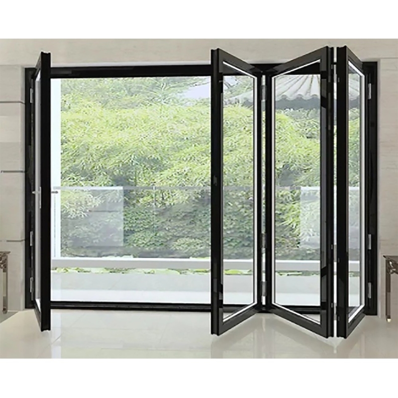 Portes résidentielles bi-pliantes cadre en aluminium avec option de verre triplex et largeur de 70 mm