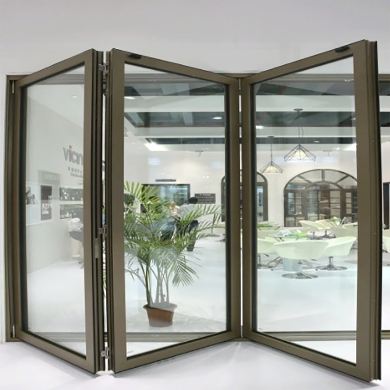 Portes résidentielles bi-pliantes cadre en aluminium avec option de verre triplex et largeur de 70 mm