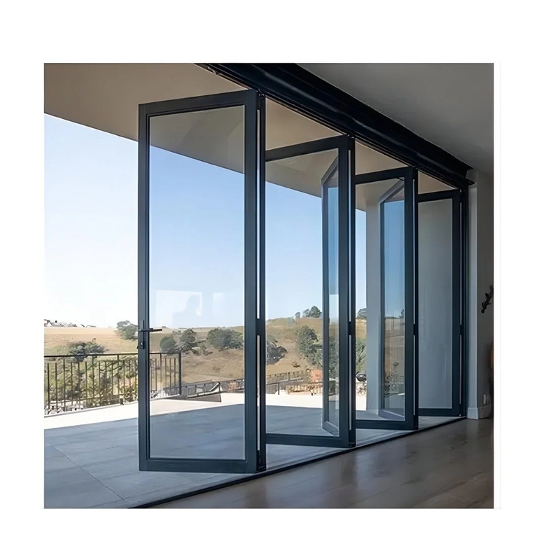 Porte en verre pliable en aluminium à deux battants peut être améliorée en verre triplex