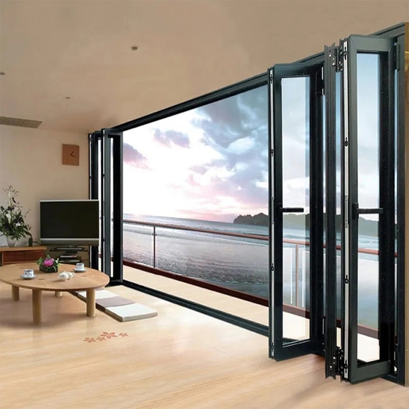 Porte en verre pliable en aluminium à deux battants peut être améliorée en verre triplex