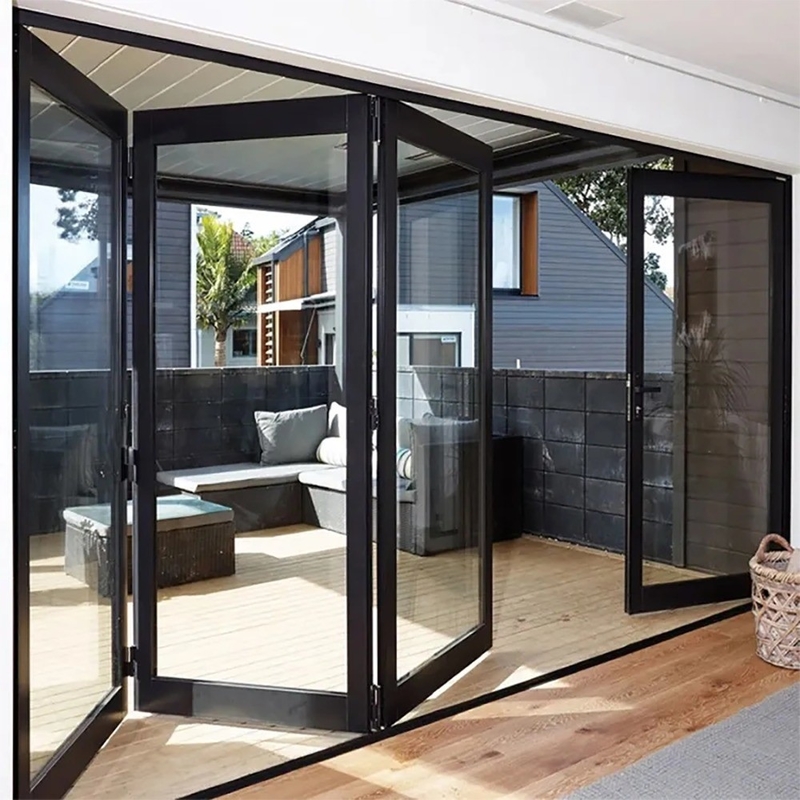 Porte en verre pliable en aluminium à deux battants peut être améliorée en verre triplex