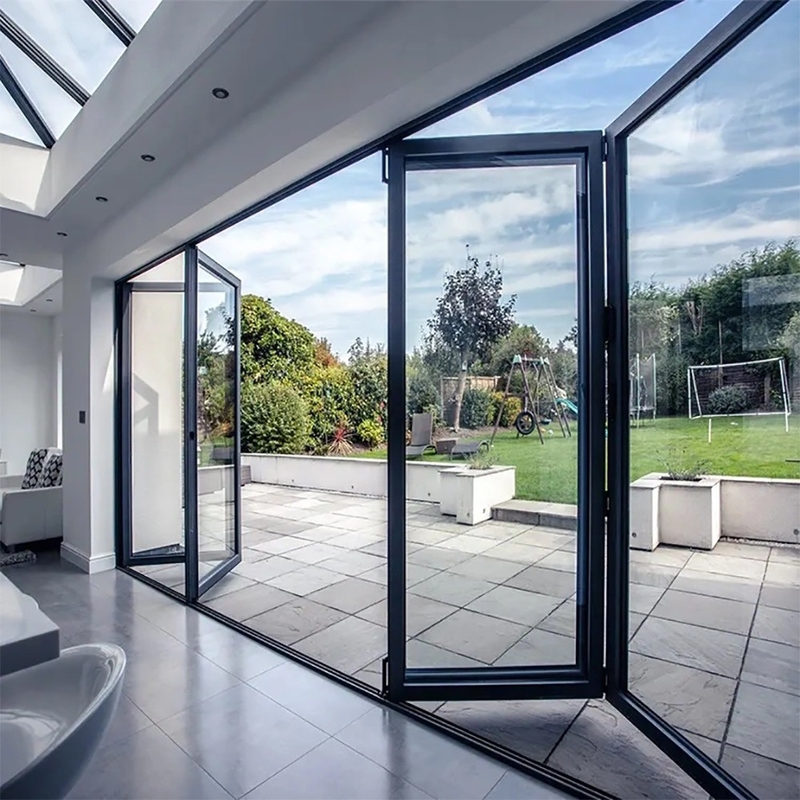 Porte en verre pliable en aluminium à deux battants peut être améliorée en verre triplex