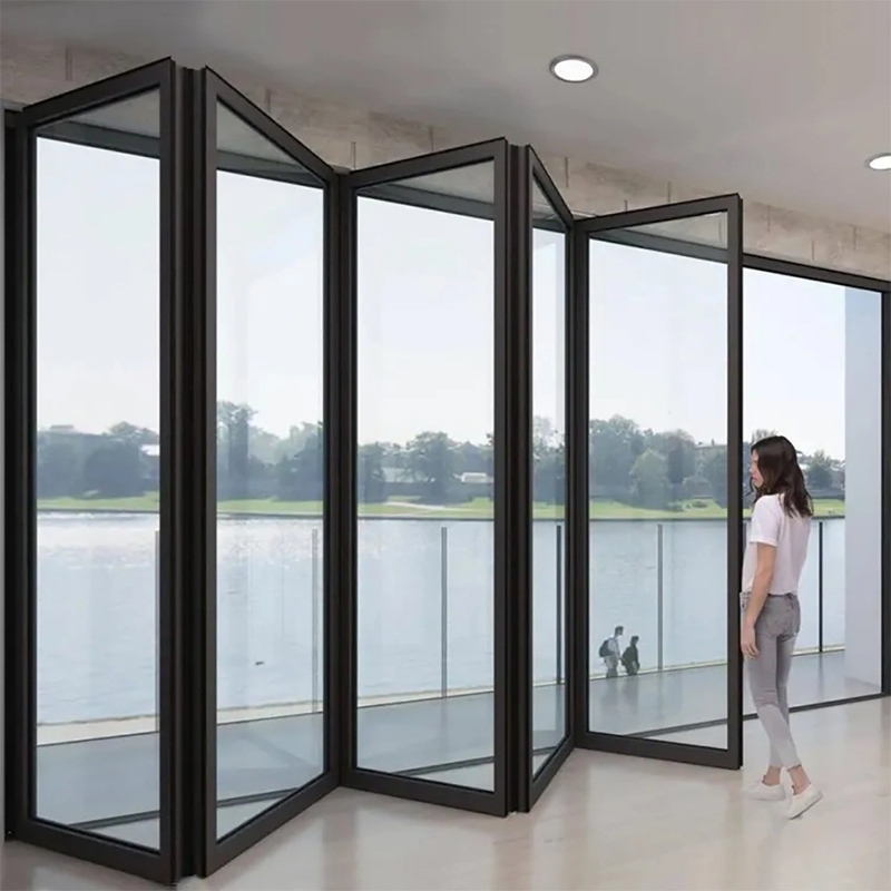 Porte en verre pliable en aluminium à deux battants peut être améliorée en verre triplex