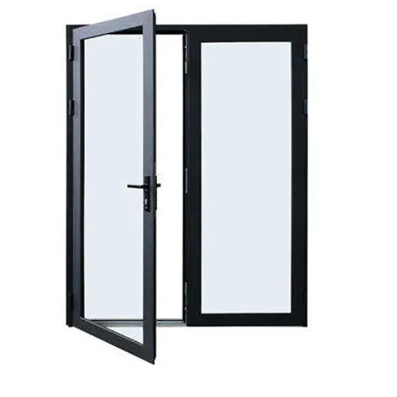 Méthode d'ouverture en poussant et en tirant SKATE Standard Slim Luxury Noir Couleur Villa Maison en aluminium Casement Porte en verre