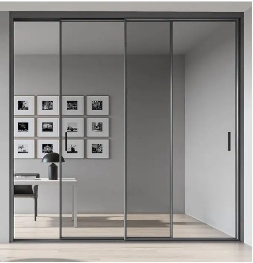 Portes coulissantes en verre à cadre étroit en aluminium personnalisé abordable pour la conception de fenêtres de projet