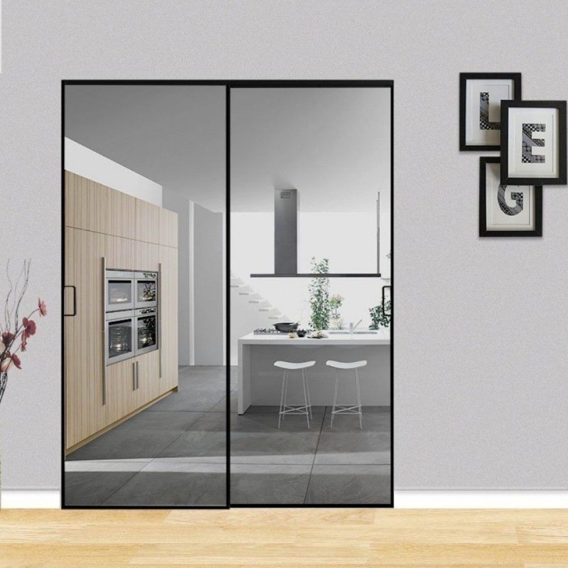 Portes coulissantes en verre à cadre étroit en aluminium personnalisé abordable pour la conception de fenêtres de projet