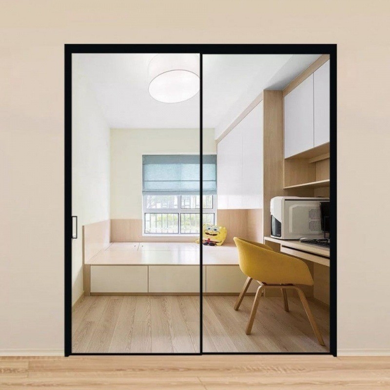 Portes coulissantes en verre à cadre étroit en aluminium personnalisé abordable pour la conception de fenêtres de projet