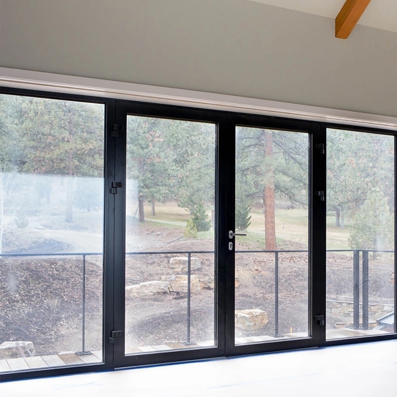 Portes en alliage d'aluminium double verre résistant au vent pour le bureau à domicile