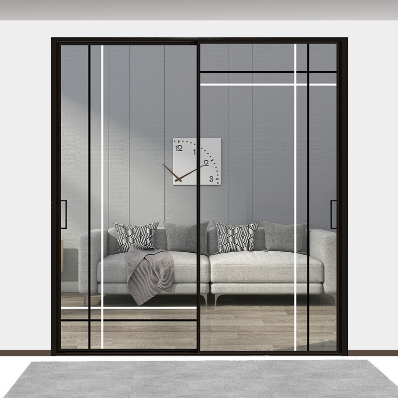 Produire des portes en verre trempé en aluminium à cadre étroit coulissante avec un design minimaliste