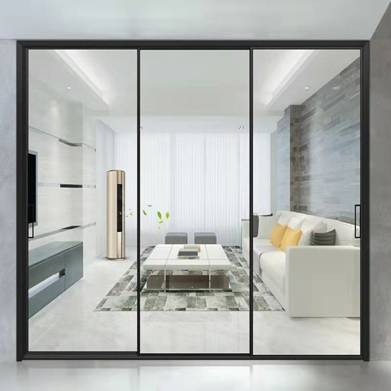 Produire des portes en verre trempé en aluminium à cadre étroit coulissante avec un design minimaliste