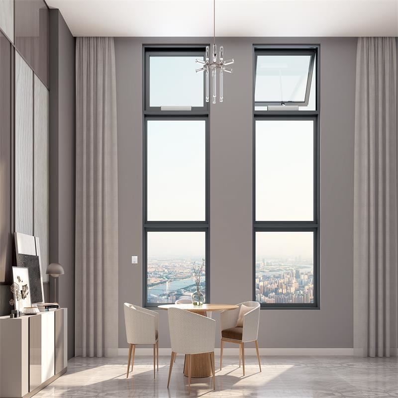 Niveau 8 étanchéité à l'air fenêtres suspendues en aluminium haut et bas pour les rideaux suspendus dans la conception