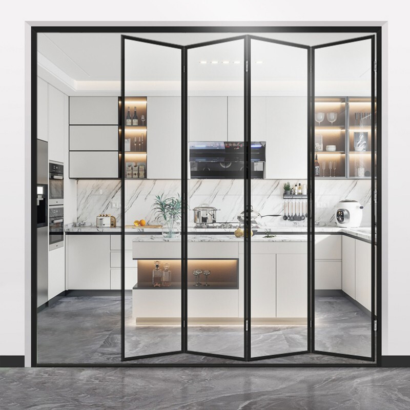 Porte pliante en verre de style européen en aluminium et pour la mise à niveau du verre triplex