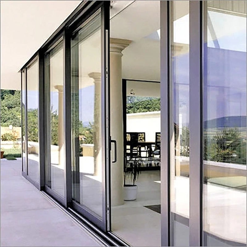 Porte coulissante en aluminium avec double vitrage panoramique avancé et conception de faisceau caché