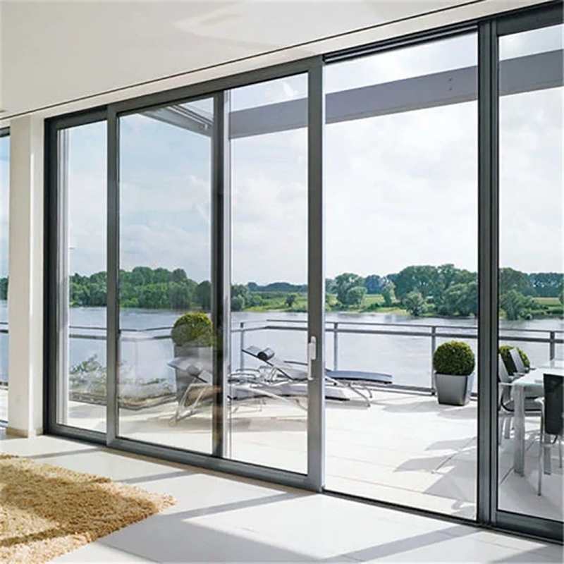 Porte coulissante en aluminium avec double vitrage panoramique avancé et conception de faisceau caché