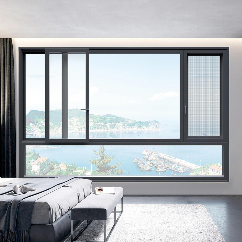 Projet de décoration intérieure fenêtres coulissantes en alliage d'aluminium avec étanchéité à l'air de niveau 8