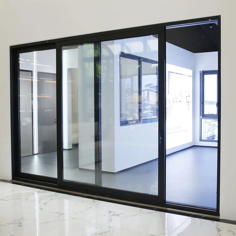 Porte coulissante à double vitrage en alliage d'aluminium à rupture thermique pour l'insonorisation et le levage