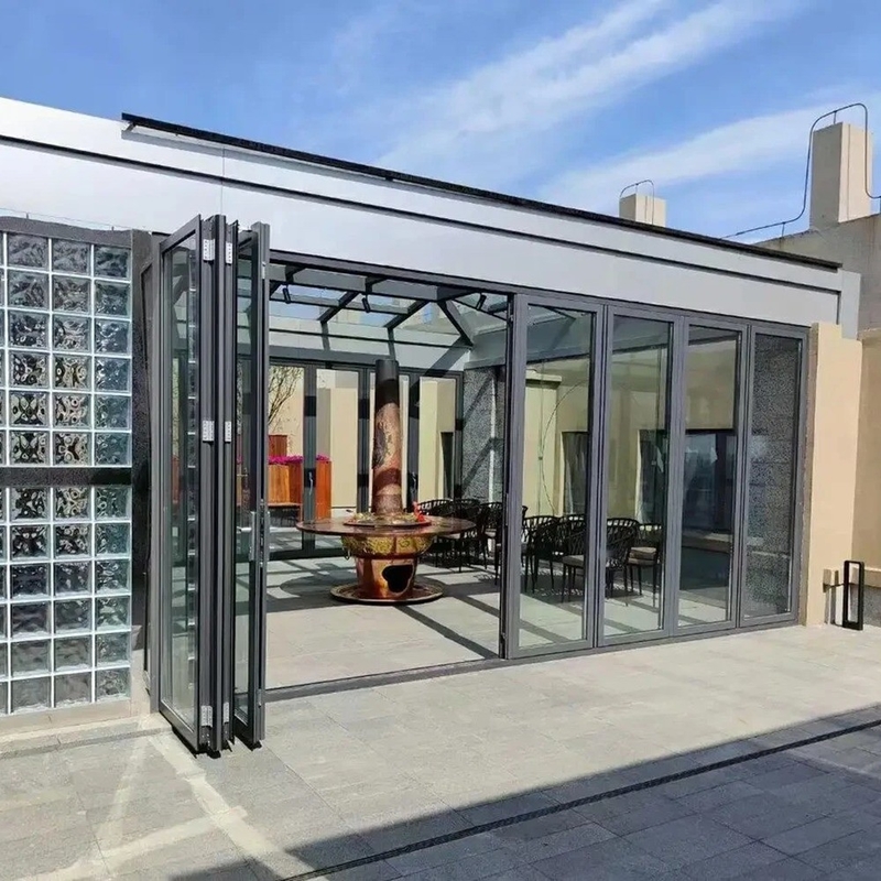 Accordeon Porte pliante en aluminium dernière conception 10 couches d'étanchéité 35dB Isolation acoustique