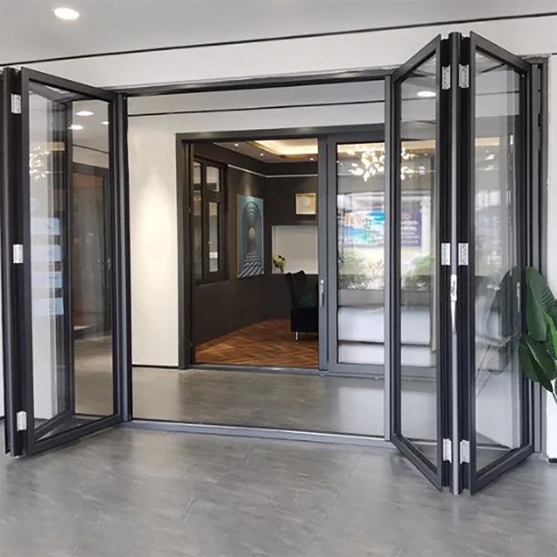 Design moderne cadre en alliage d'aluminium rupture thermique porte double en verre à basse tension à prix abordable