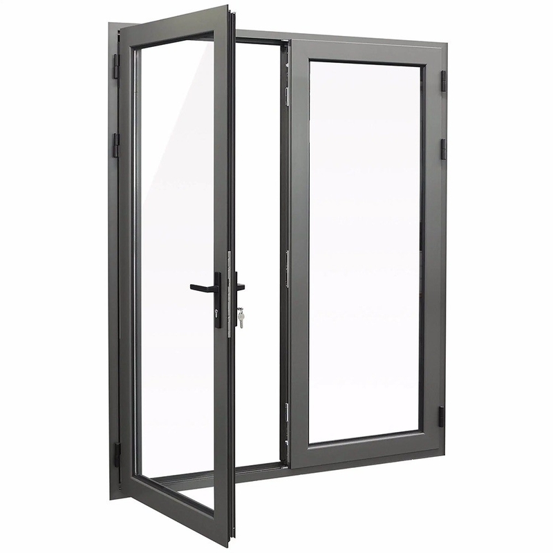 Finition de l' aluminium moderne extérieur double verre porte à charnière pour un look élégant