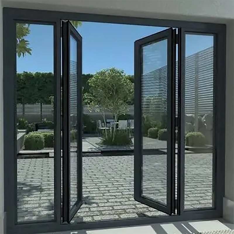 Porte à double vitrage à deux battants pour une largeur de 70 mm cadre en aluminium et une épaisseur de paroi de 1,4 mm