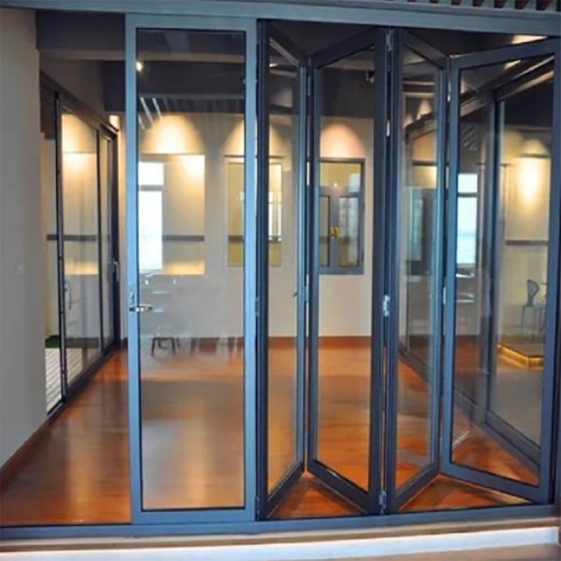 Porte à double vitrage à deux battants pour une largeur de 70 mm cadre en aluminium et une épaisseur de paroi de 1,4 mm